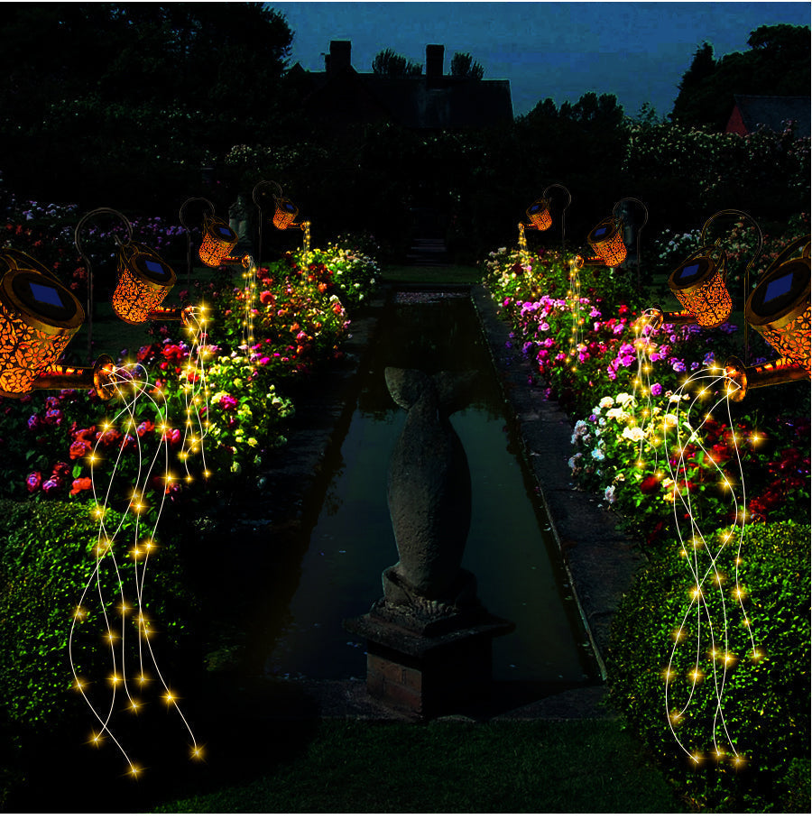 Frendorf | GlowCascade Solar Gartenlaterne | Verzauberte LED Wasserfall Beleuchtung | Wetterfeste Solar Gartenleuchte