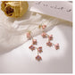 Frendorf | Lange Strass Kristall Pink Sakura Blume mit Zirkon Clip Ohrringe