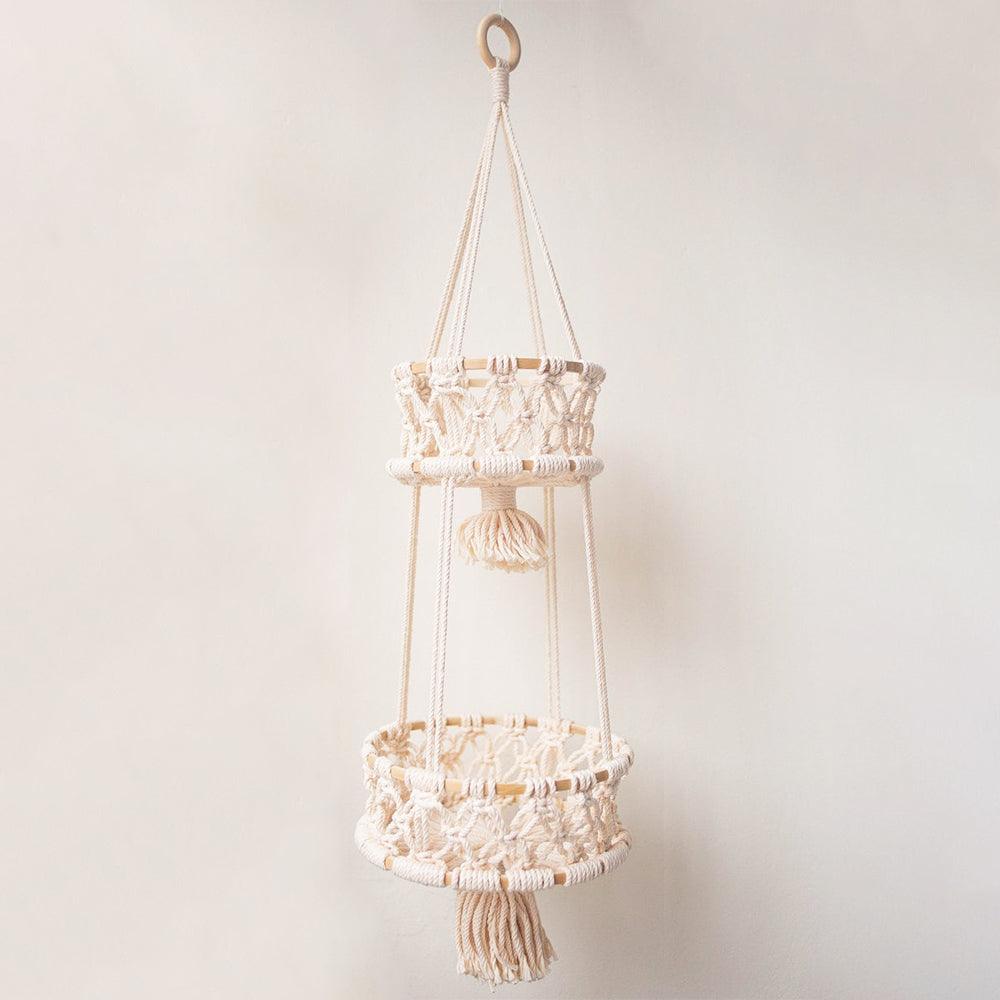 Frendorf | MacraBloom Hängekorb | Boho Makramee Design | Mehrschichtig | Stilvolle Aufbewahrung & Deko