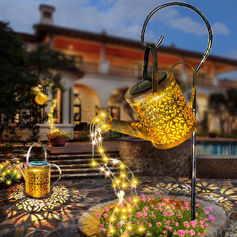 Frendorf | GlowCascade Solar Gartenlaterne | Verzauberte LED Wasserfall Beleuchtung | Wetterfeste Solar Gartenleuchte