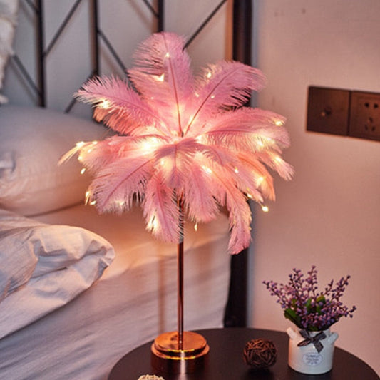 Federpalmen-Kreativ-Tischlampe
