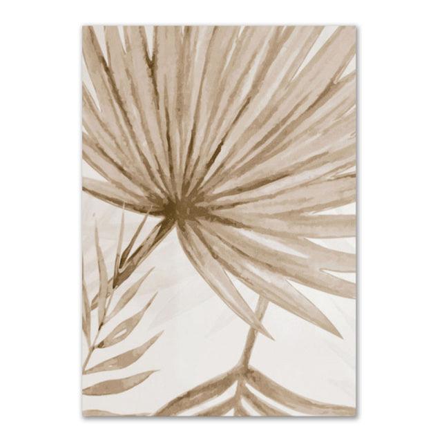 Beige Gras Boho Wandkunst Leinwand