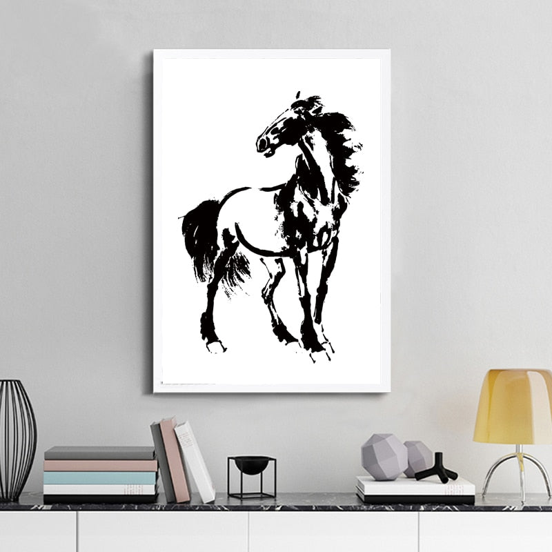White And Black Chinese Style - Canvas Wall Art Painting