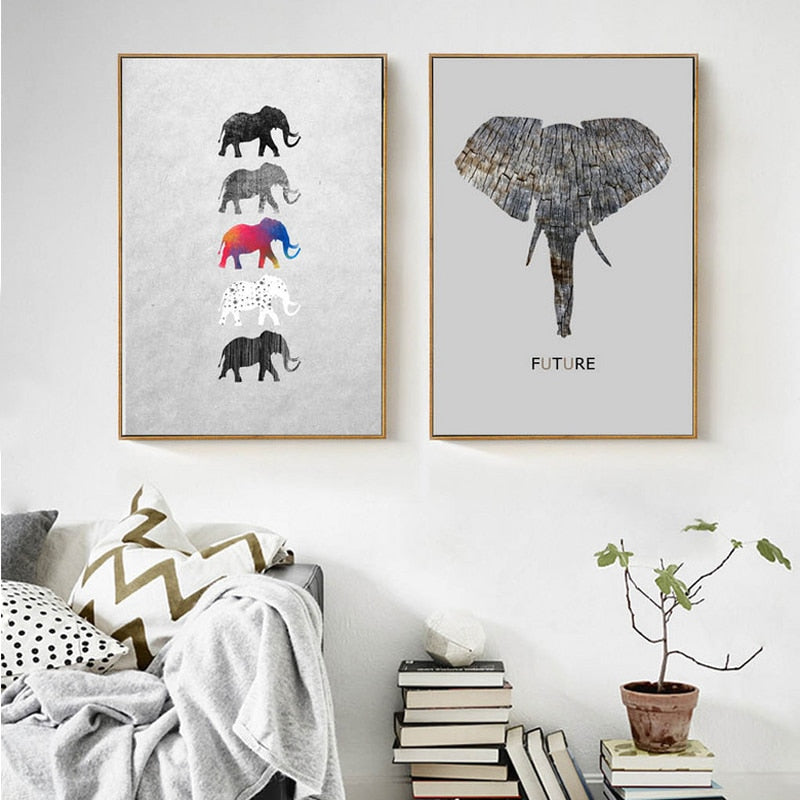 Moods Of Elephants - Leinwand Wandkunst Malerei