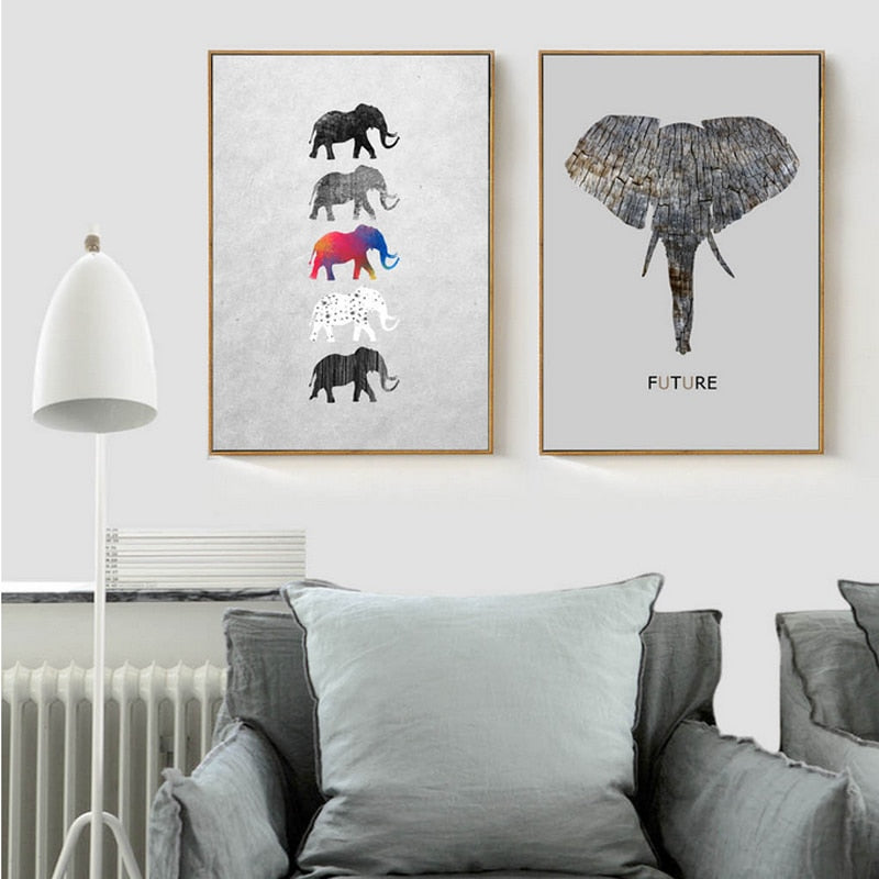 Moods Of Elephants - Leinwand Wandkunst Malerei