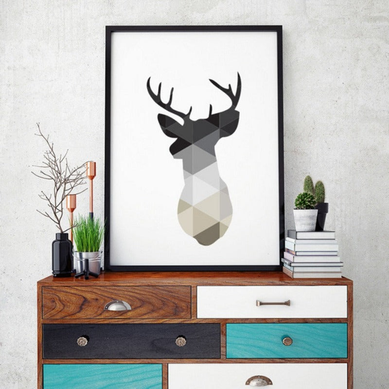 Minimalistische geometrische Reh - Leinwand Wandkunst Malerei