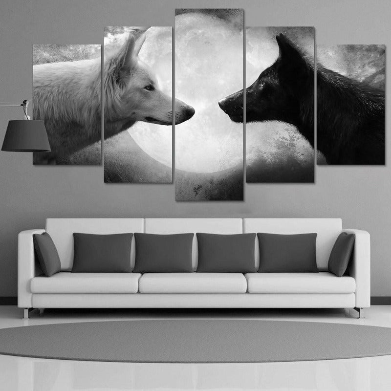 Wolves Black & White - Canvas Wall Art Painting