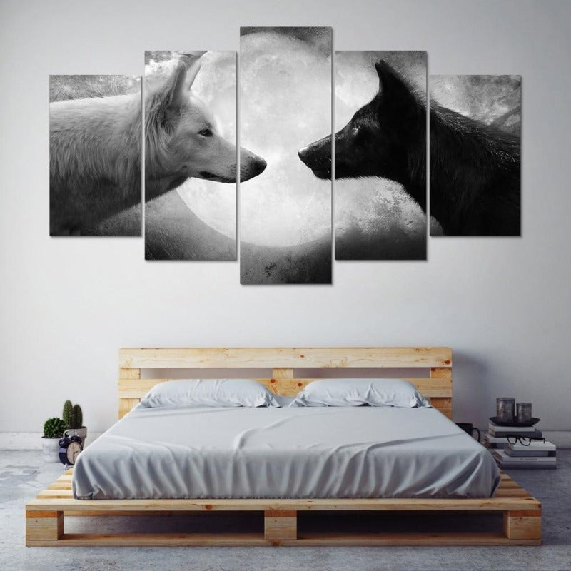 Wolves Black & White - Canvas Wall Art Painting