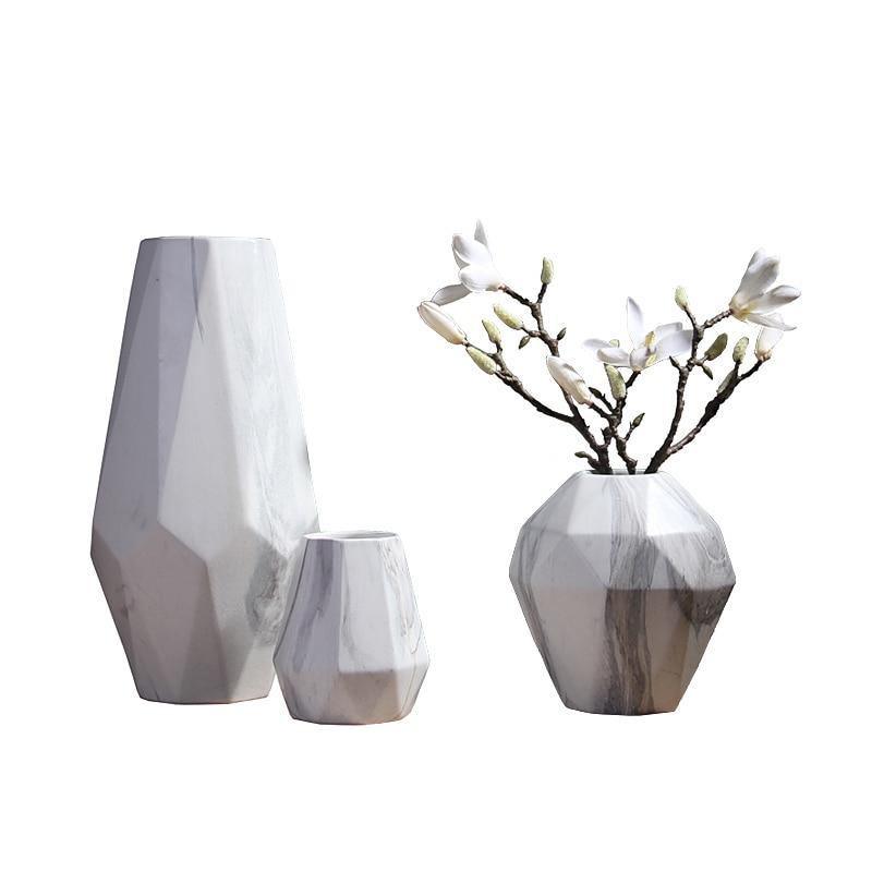 Frendorf | GeoMarble Geometrische Marmor-Vasen | Zeitloses Design | Hochwertige Dekoration | Perfekt für Zuhause