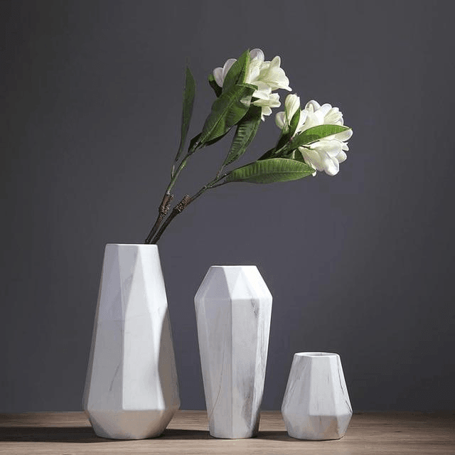 Frendorf | GeoMarble Geometrische Marmor-Vasen | Zeitloses Design | Hochwertige Dekoration | Perfekt für Zuhause