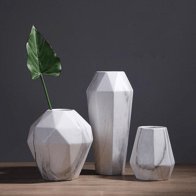 Frendorf | GeoMarble Geometrische Marmor-Vasen | Zeitloses Design | Hochwertige Dekoration | Perfekt für Zuhause