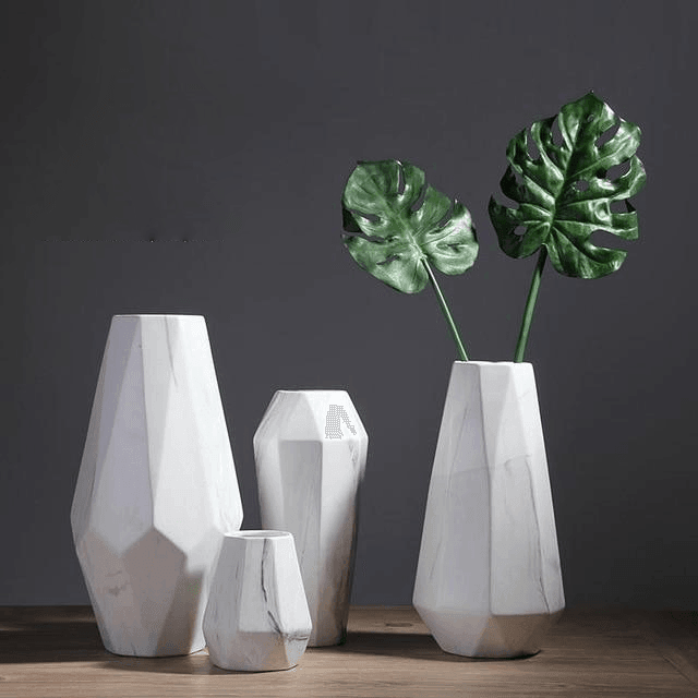 Frendorf | GeoMarble Geometrische Marmor-Vasen | Zeitloses Design | Hochwertige Dekoration | Perfekt für Zuhause