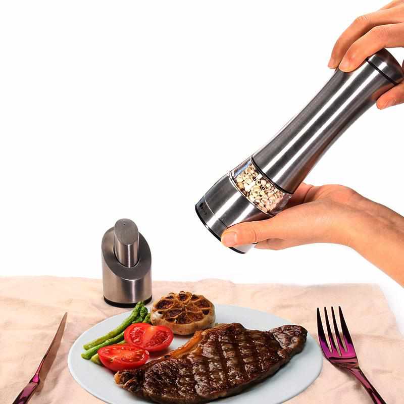 Frendorf | Premium Edelstahl Salz- und Pfeffermühle Set - Set von 2