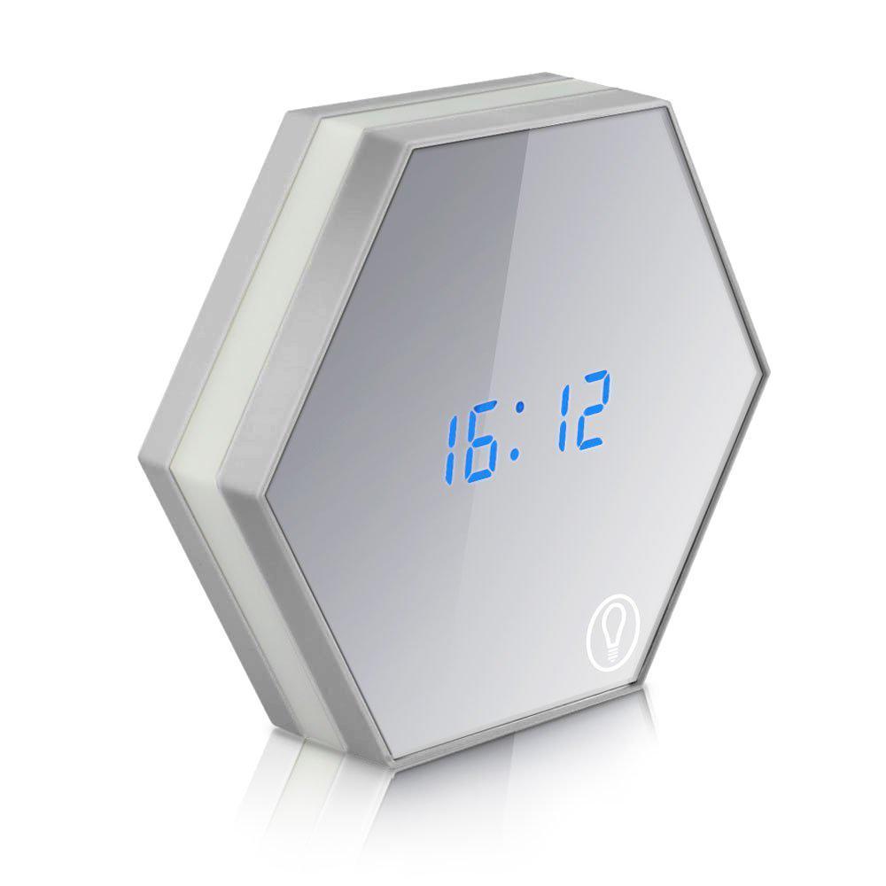Frendorf | ChronoEase Multifunktionaler Wecker | Digitaluhr mit Temperaturanzeige & Beleuchtung | Stilvolle Tischuhr in Silber
