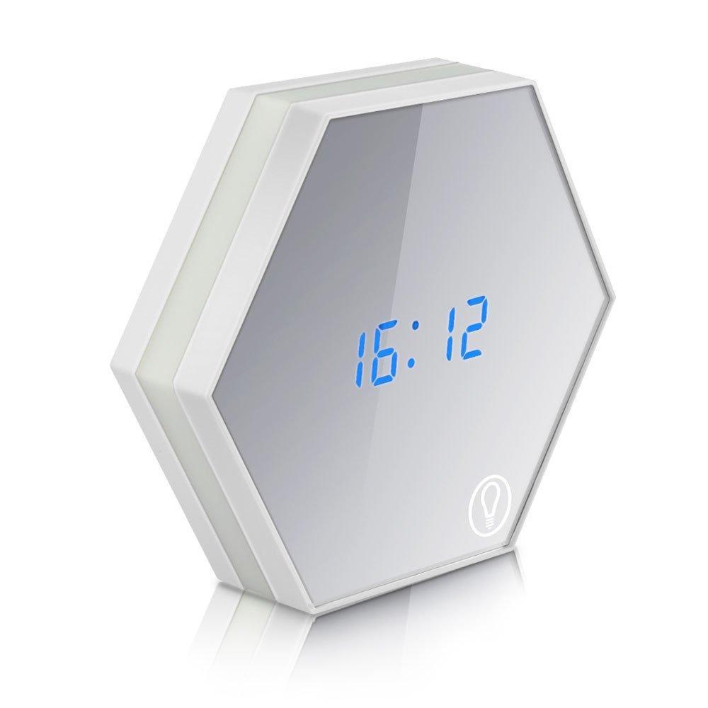 Frendorf | ChronoEase Multifunktionaler Wecker | Digitaluhr mit Temperaturanzeige & Beleuchtung | Stilvolle Tischuhr in Silber
