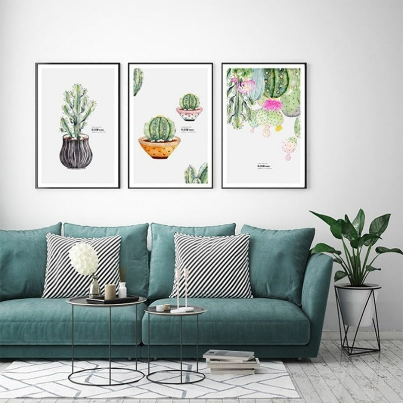 Nordic Cactus Flower Topfpflanze Poster - Leinwand Wandkunst Bild