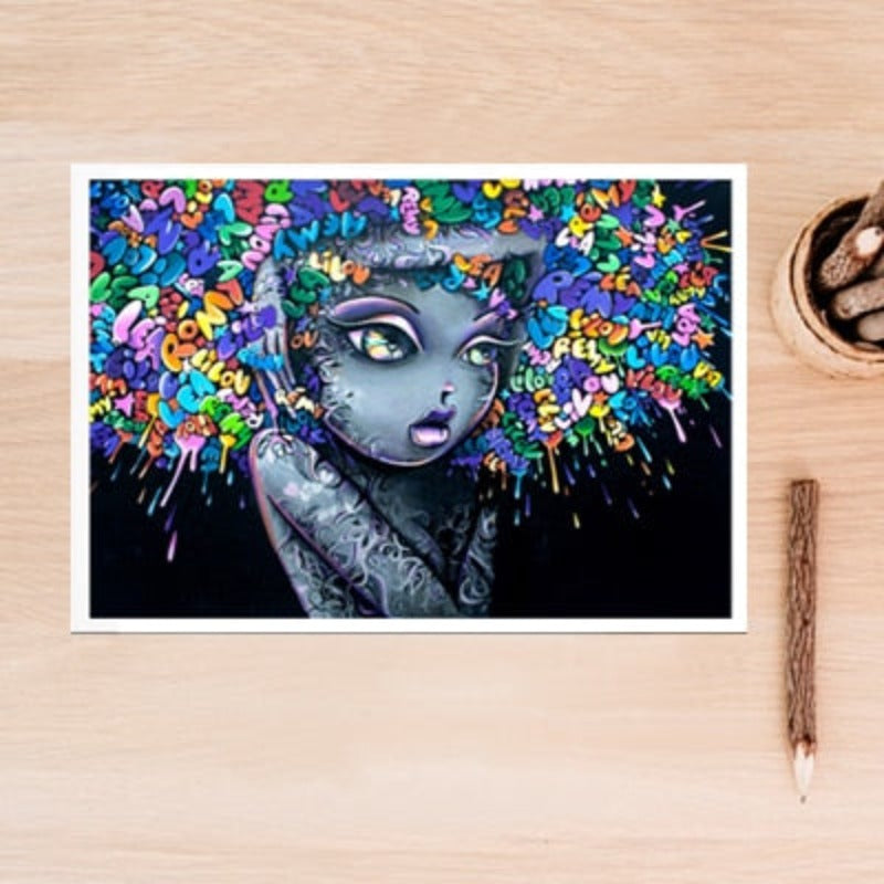 Schöne Mädchen Graffiti Kreatives Haar - Leinwand Wandkunst Gemälde