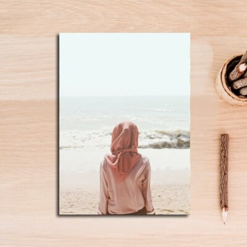Pink Seascape Bus Healing Girl - Leinwand Wandkunst Malerei