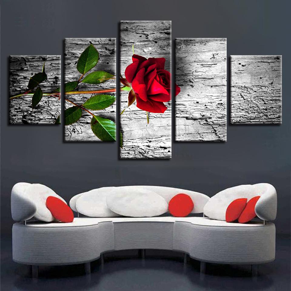Rote Rose - Leinwand Wandkunst Malerei