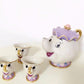 Limitierte Cartoon Die Schöne und das Biest Bone China Tasse Teeset Mrs Potts und Chips Teekanne Kaffeetassen Set