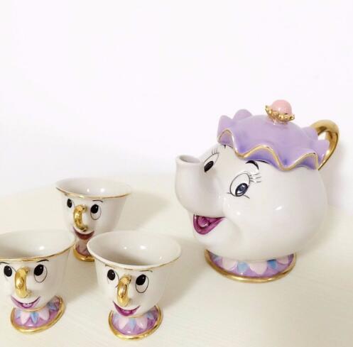 Limitierte Cartoon Die Schöne und das Biest Bone China Tasse Teeset Mrs Potts und Chips Teekanne Kaffeetassen Set