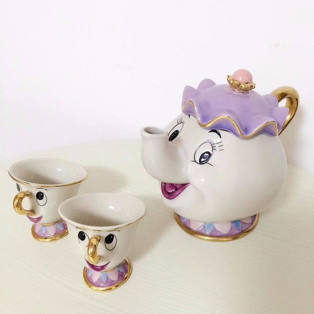 Limitierte Cartoon Die Schöne und das Biest Bone China Tasse Teeset Mrs Potts und Chips Teekanne Kaffeetassen Set