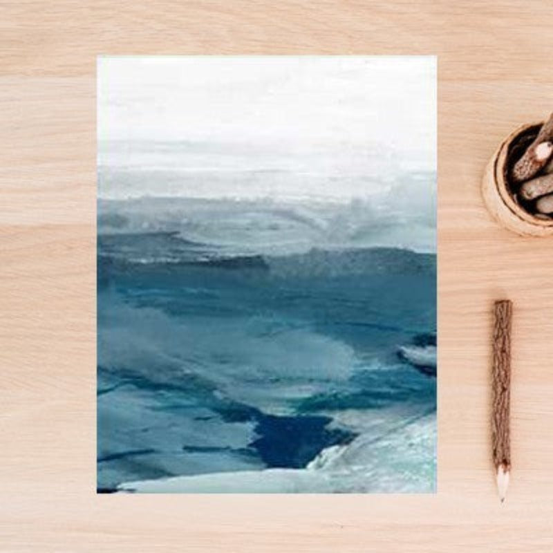 Abstrakte Landschaft Berg Blau Nordisch - Leinwand Wandkunst Malerei