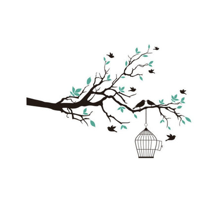 Baumzweig Wandkunst Aufkleber mit Vogelkäfig Abnehmbare Vinyl Wandtattoos