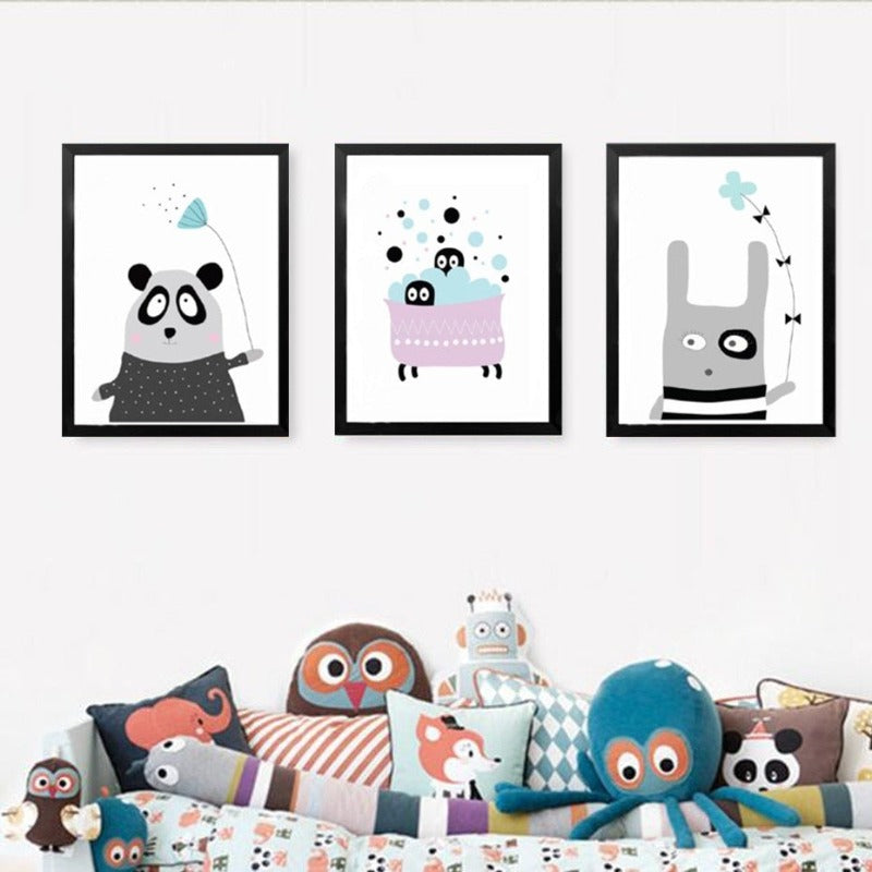 Cartoon Panda Ballon Kinder Geschenk - Leinwand Wandkunst Gemälde
