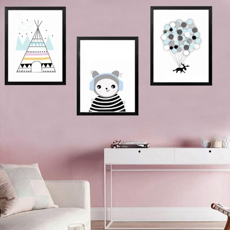 Cartoon Panda Ballon Kinder Geschenk - Leinwand Wandkunst Gemälde