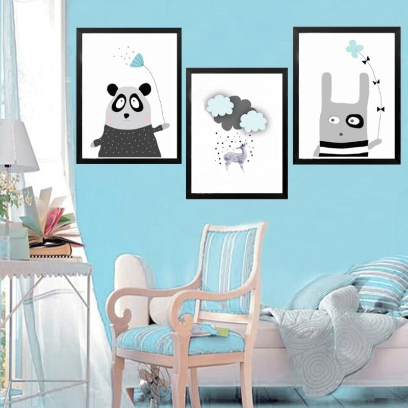 Cartoon Panda Ballon Kinder Geschenk - Leinwand Wandkunst Gemälde