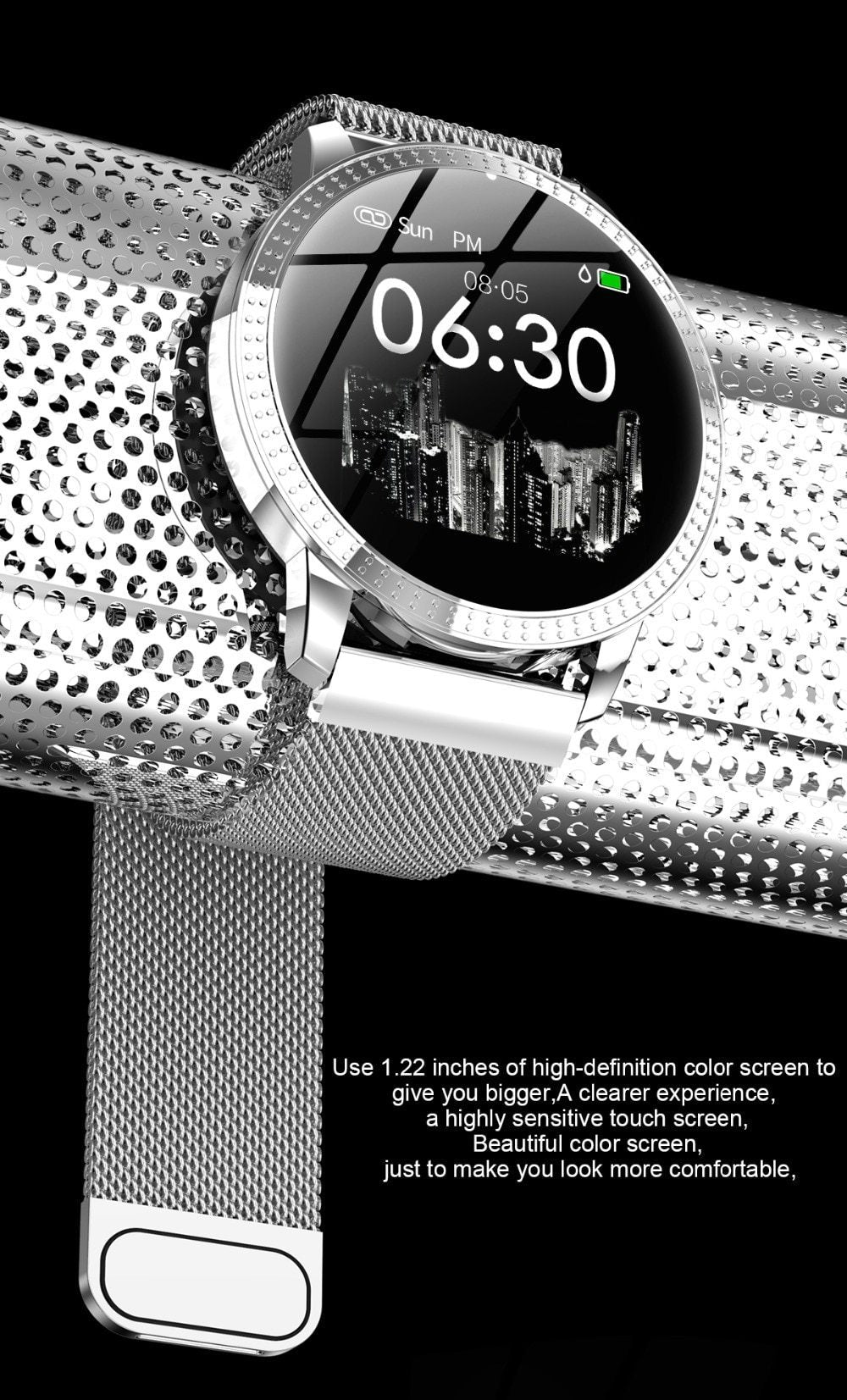 Frauen Smartwatch mit Bluetooth – Kompatibel mit Android & iOS, Wasserdicht & Leicht