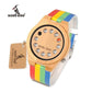 Frendorf | Bamboo Holz Unisex Uhr - Regenbogen Lederband mit Holzgeschenkbox