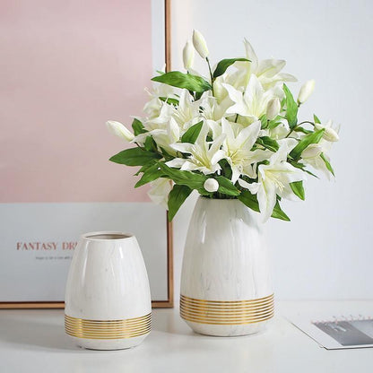 Frendorf | Marbelle Gold Akzent Marmorvase | Elegante Wohnkultur | Große & Kleine Größen