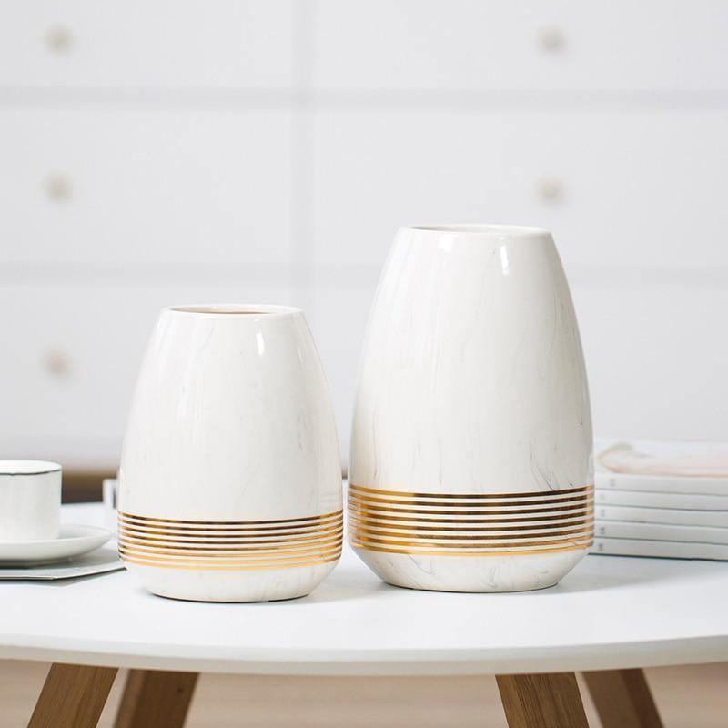 Frendorf | Marbelle Gold Akzent Marmorvase | Elegante Wohnkultur | Große & Kleine Größen