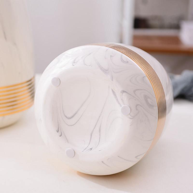 Frendorf | Marbelle Gold Akzent Marmorvase | Elegante Wohnkultur | Große & Kleine Größen