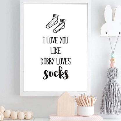 Ich liebe dich Kinderzimmer Drucke Dekor Socken - Leinwand Wandkunst Gemälde