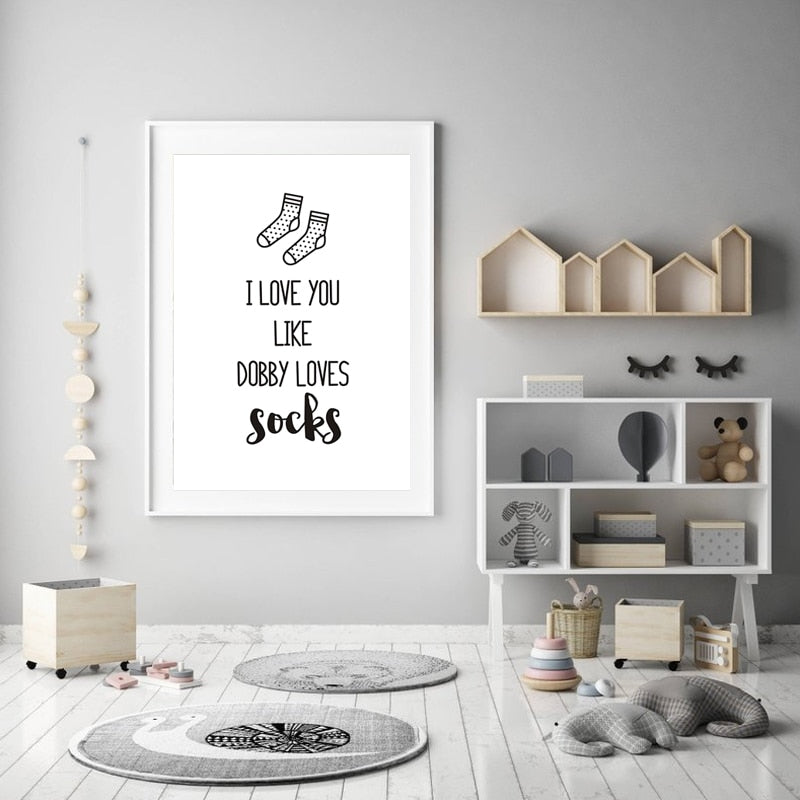 Ich liebe dich Kinderzimmer Drucke Dekor Socken - Leinwand Wandkunst Gemälde
