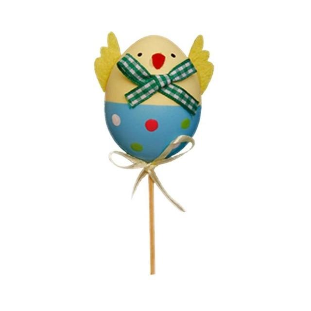 Frendorf | 1PCS Lustiges Küken Design Plastik Farbige Bemalte Ostereier Mit Stäben Kinder Geschenke Spielzeug Für Weihnachten Ostern Zuhause Party Geschenke
