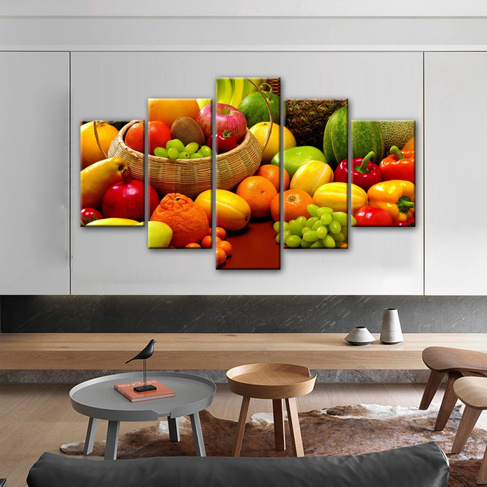 5 Panels Küchenleinwand Orange (2 Größen)