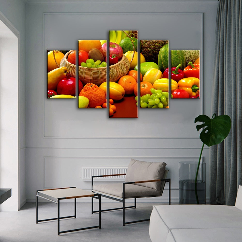 5 Panels Küchenleinwand Orange (2 Größen)