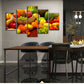 5 Panels Küchenleinwand Orange (2 Größen)