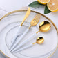 Frendorf | Eleganzia Luxuriöses Besteckset mit einzigartigen Griffdesigns | Hochwertiges Edelstahl | Perfekt für elegante Tischdekoration