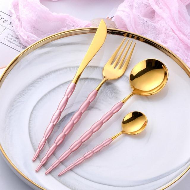 Frendorf | Eleganzia Luxuriöses Besteckset mit einzigartigen Griffdesigns | Hochwertiges Edelstahl | Perfekt für elegante Tischdekoration