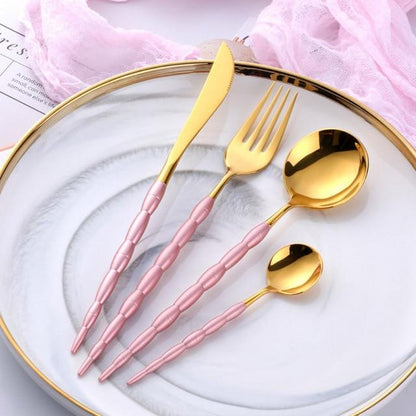 Frendorf | Eleganzia Luxuriöses Besteckset mit einzigartigen Griffdesigns | Hochwertiges Edelstahl | Perfekt für elegante Tischdekoration