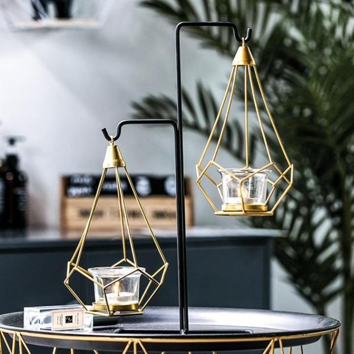 Frendorf | GeoLume Geometrischer Hängender Kerzenhalter oder Vase aus Eisen | Modernes Design | Vielseitige Deko