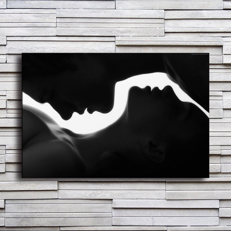 Mann und Frau Silhouette - Leinwand Wandkunst Gemälde
