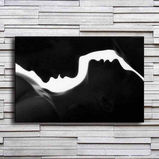 Mann und Frau Silhouette - Leinwand Wandkunst Gemälde