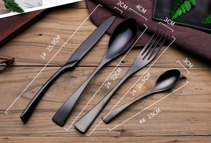 Frendorf | Sleekora Modern Besteckset | Elegantes Design | Edelstahl-Besteck in Schwarz, Gold & Silber | Perfekt für Dinner & Alltag