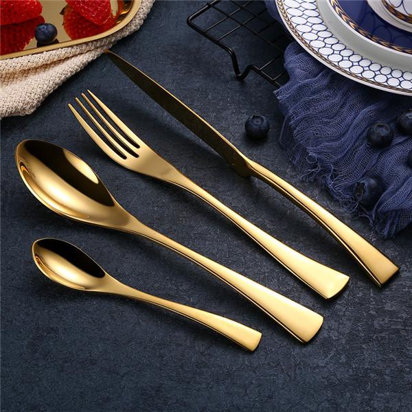 Frendorf | Sleekora Modern Besteckset | Elegantes Design | Edelstahl-Besteck in Schwarz, Gold & Silber | Perfekt für Dinner & Alltag